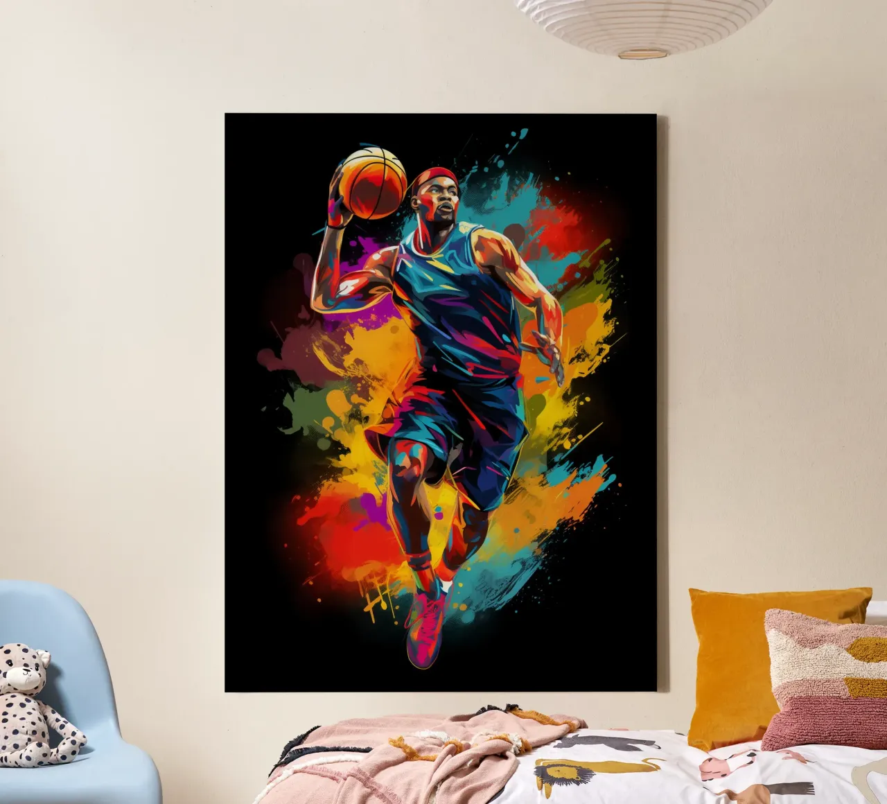 Basketball Colorful 5 tela con Cornice a cassetta da Mateo