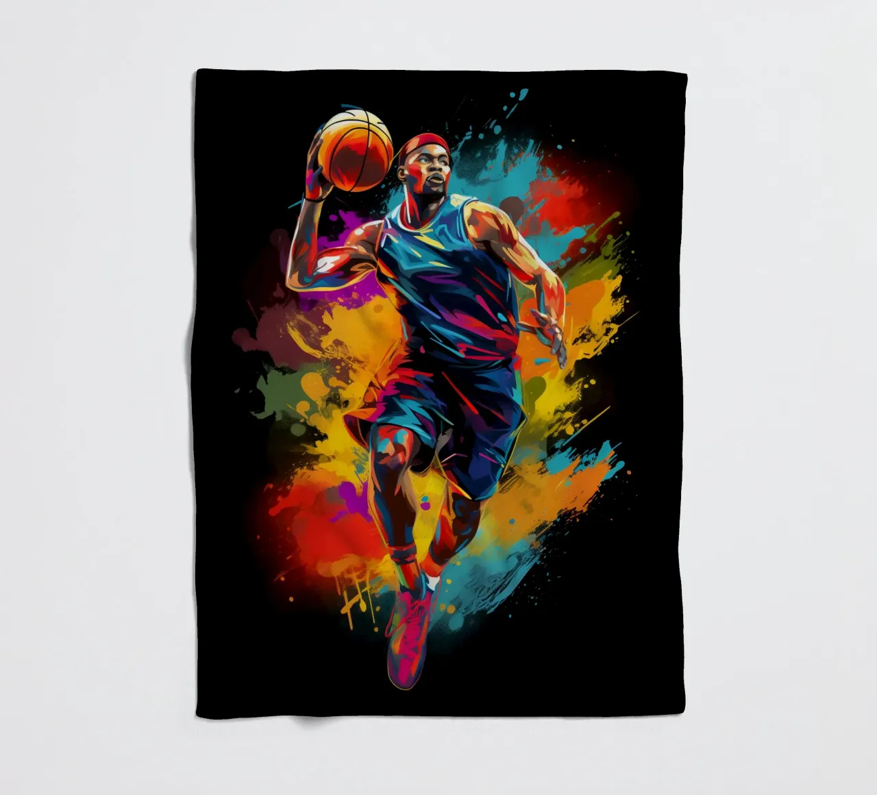 Basketball Colorful 5 fleece blanket by Mateo