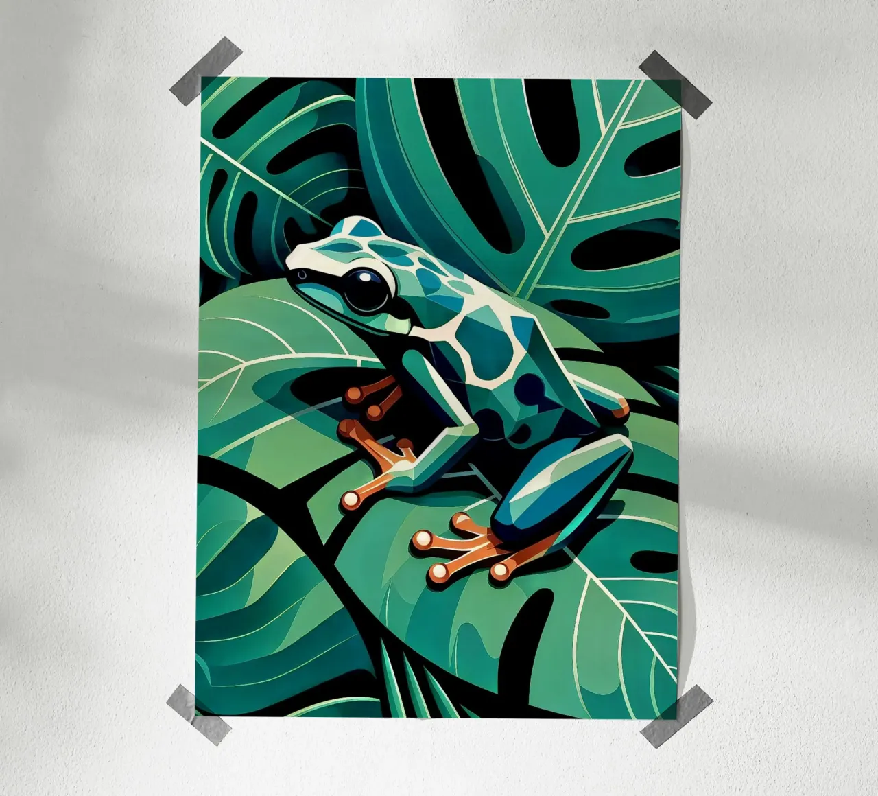 Rana della giungla poster con telaio in plastica da Digital Naive