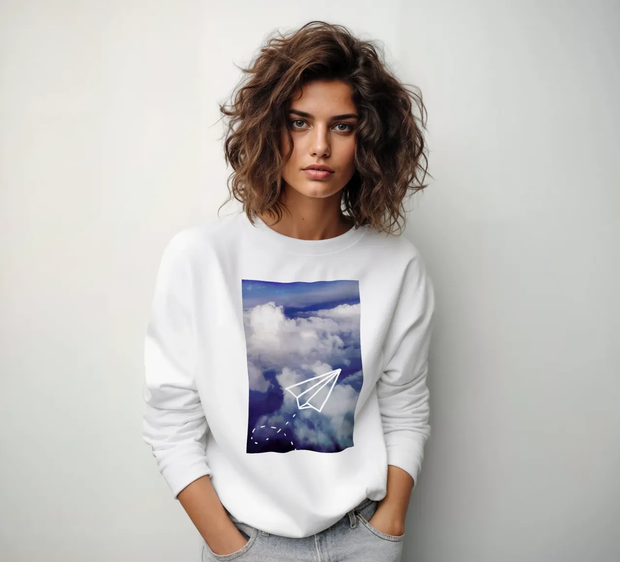 Paper Plane sweatshirt by Leah Flores