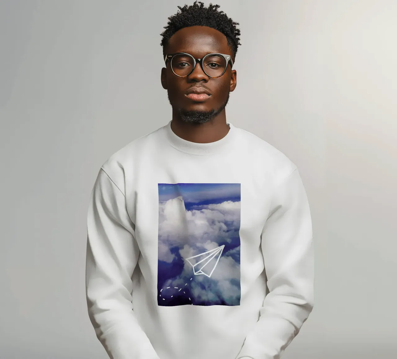 Paper Plane sweatshirt by Leah Flores
