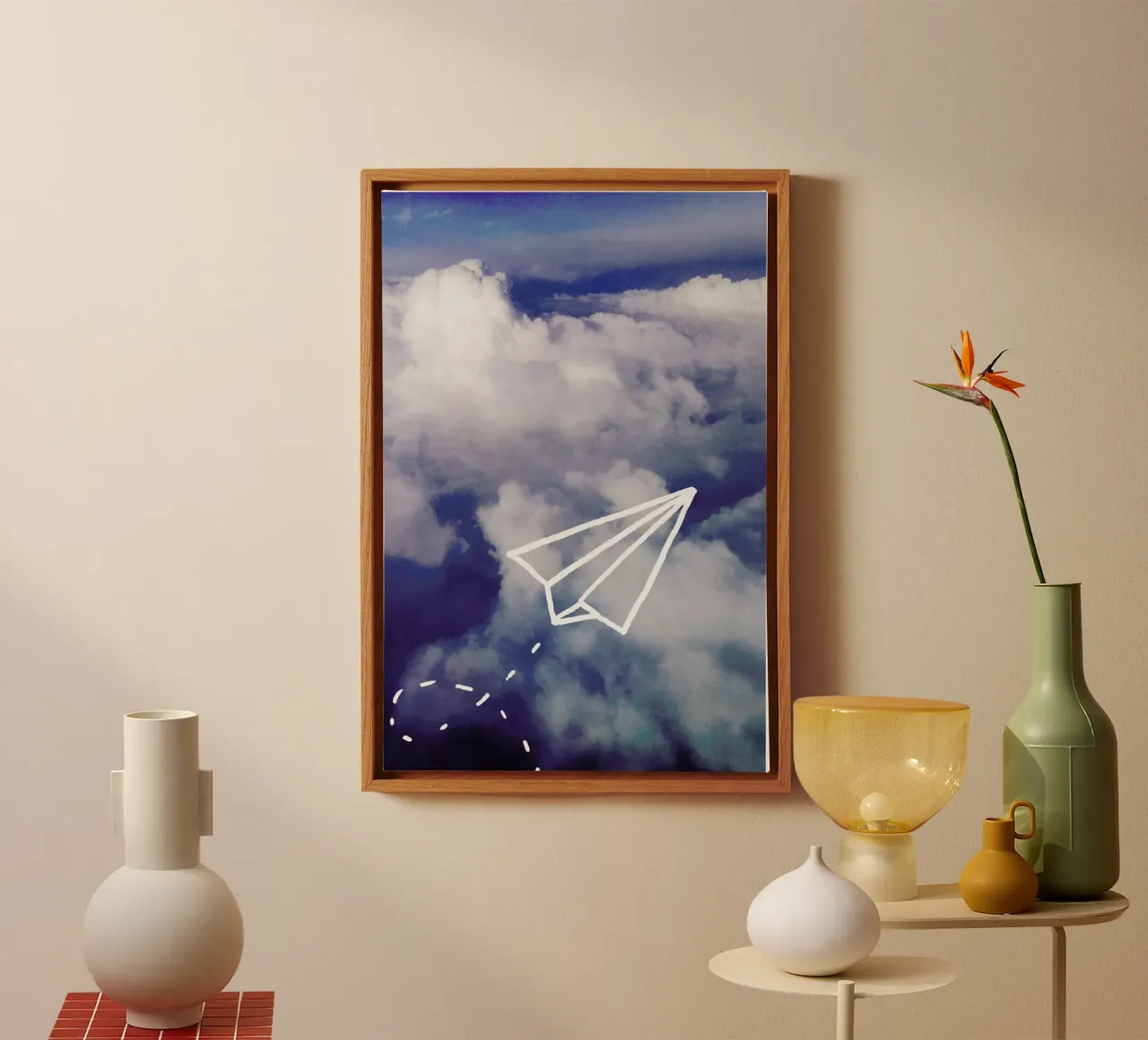 Paper Plane tela con Cornice a cassetta da Leah Flores