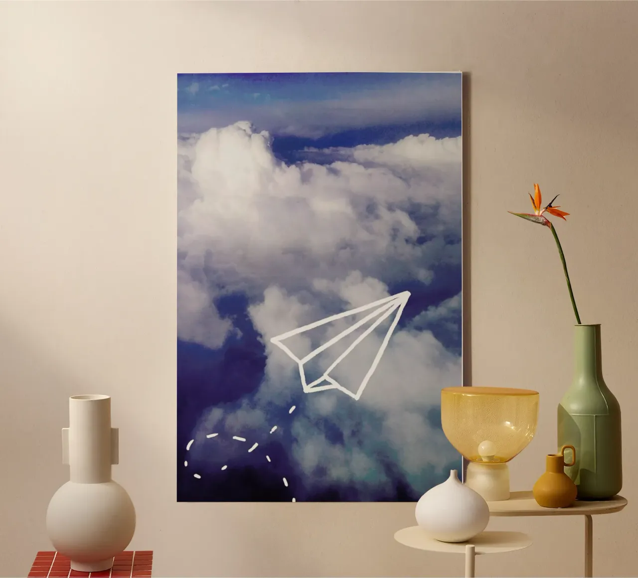Paper Plane tela con Cornice a cassetta da Leah Flores