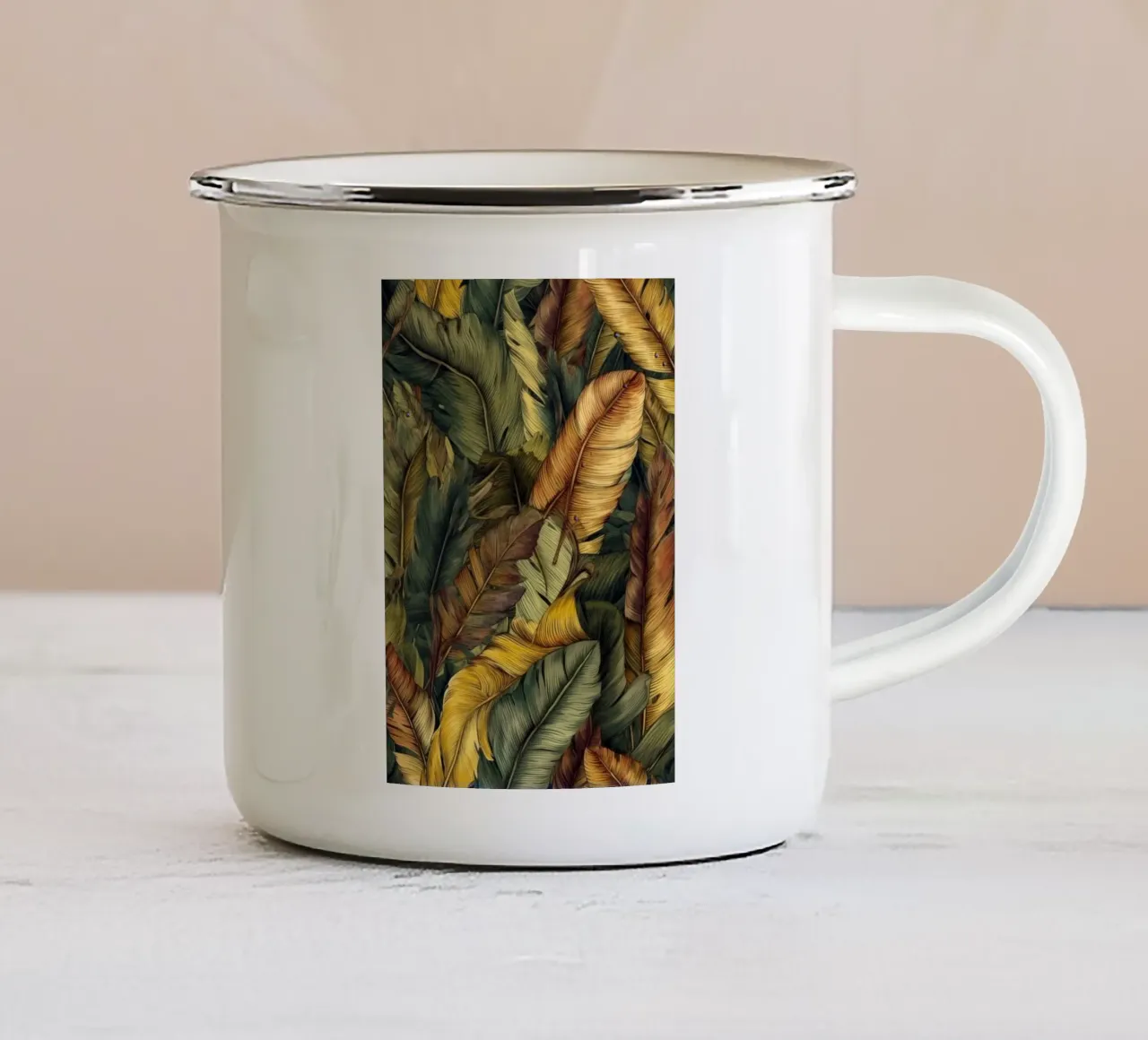 Natura fiori e foglie ad acquerello tazza in smalto da Justyna Jaszke JBJart