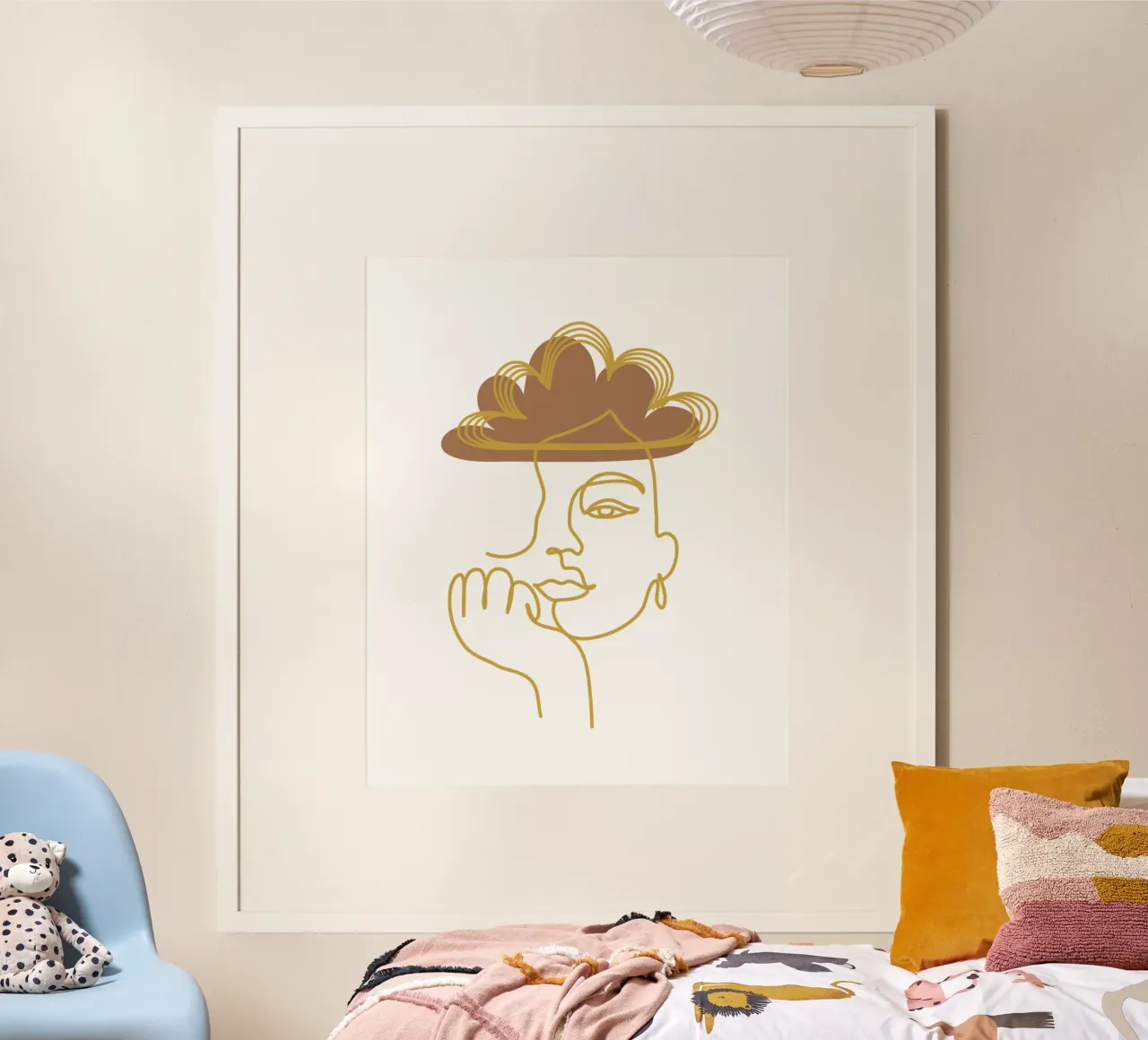 Volto di donna boho minimalista poster con telaio in plastica da YSV MINIMALIST
