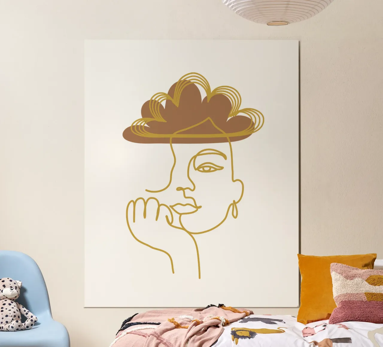 Volto di donna boho minimalista poster con telaio in plastica da YSV MINIMALIST