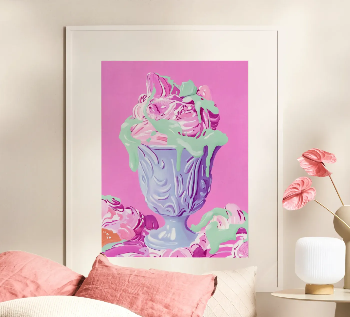 Pinker Eisbecher Traum Poster von Carinaprint