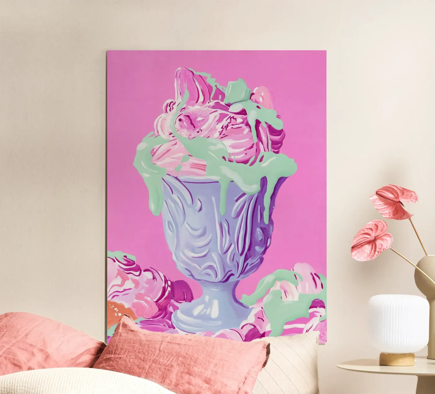 Pinker Eisbecher Traum Poster von Carinaprint