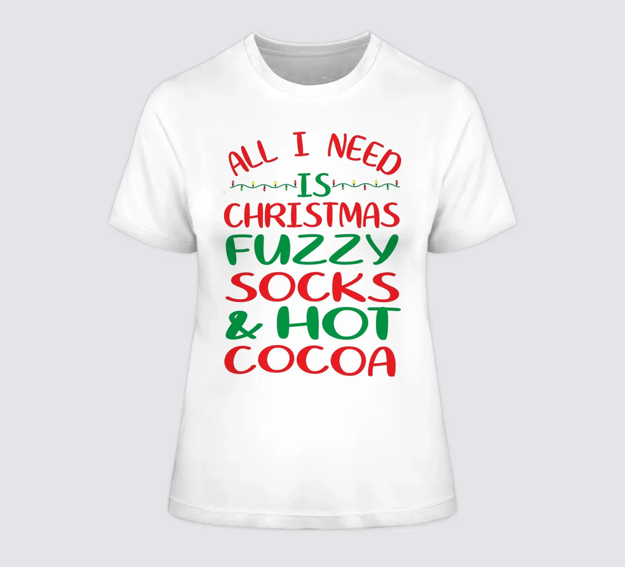 all i need is christmas fuzzy socks & hot cocoa camiseta de mujer de vickeyroads