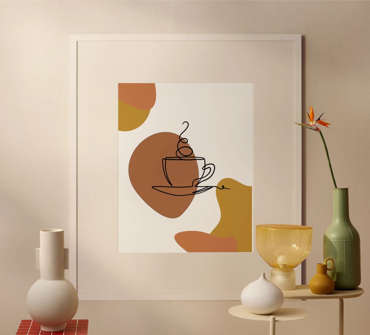 Simple minimalist boho coffee drink poster by YSV MINIMALIST