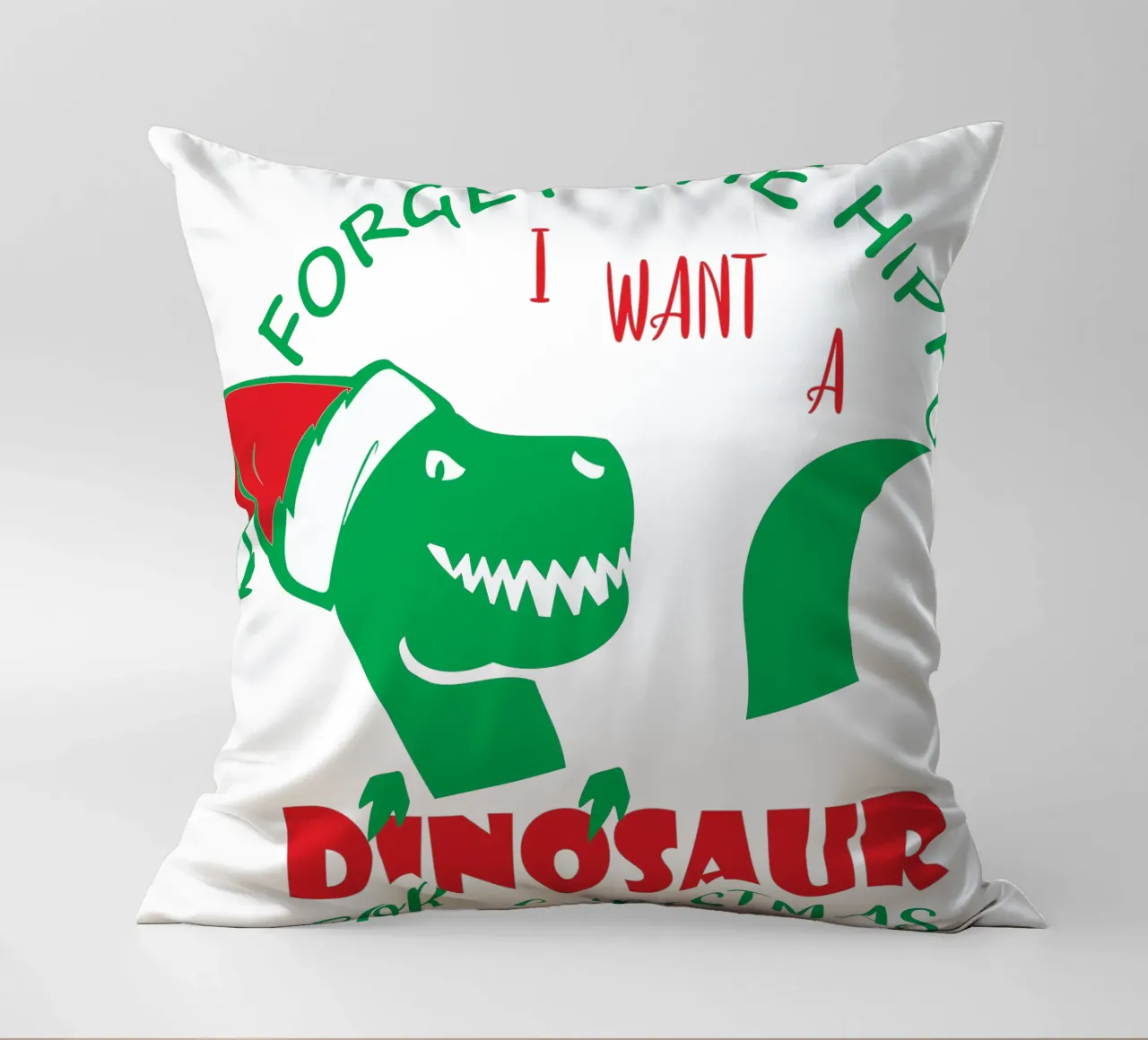 Dimenticate l'ippopotamo, voglio un dinosauro per Natale. cuscino da vickeyroads