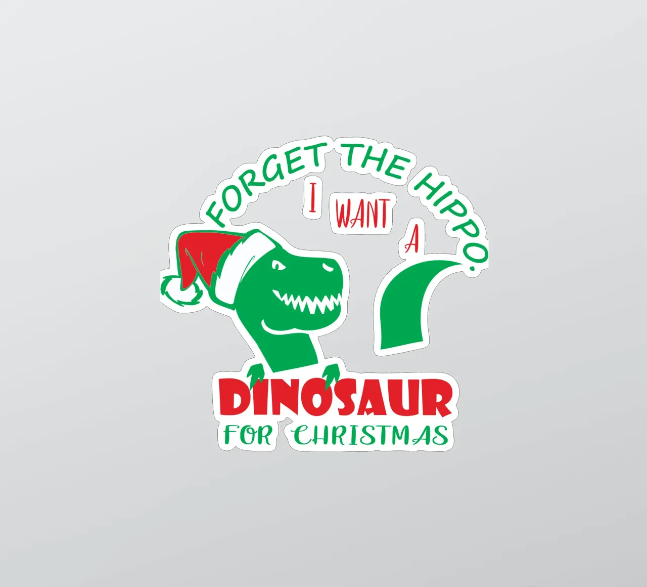 Dimenticate l'ippopotamo, voglio un dinosauro per Natale. adesivo da vickeyroads