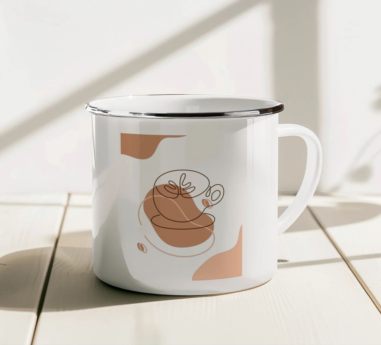 Minimalist boho coffee drink enamel mug by YSV MINIMALIST