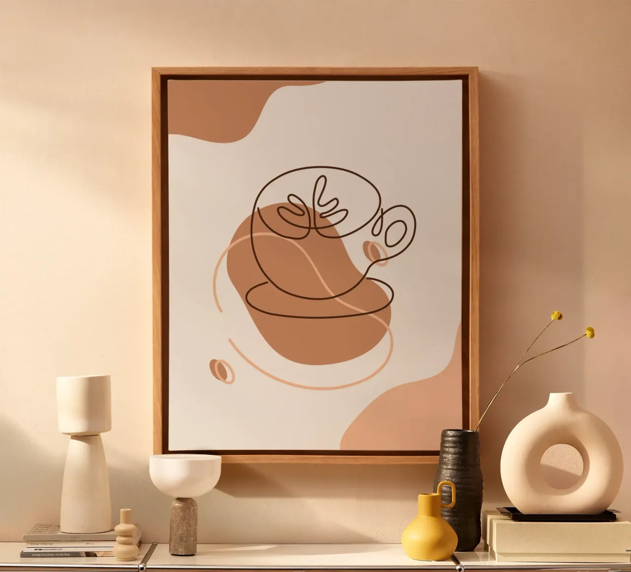 Minimalistisch boho koffiedrankje canvas met Baklijst van YSV MINIMALIST