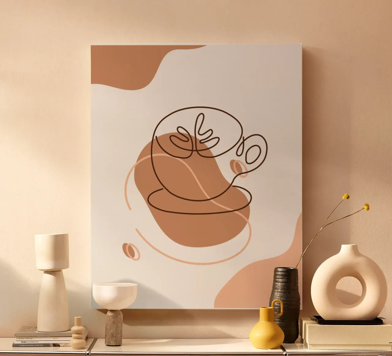 Minimalistisch boho koffiedrankje canvas met Baklijst van YSV MINIMALIST