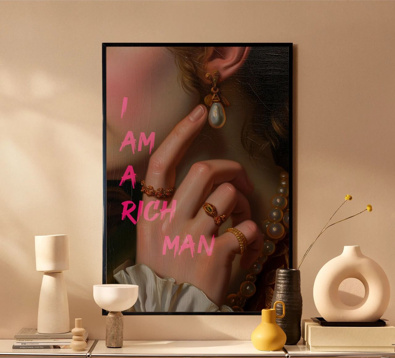 Gouden Rijk Meisje poster met aluminium frame van Carinaprint