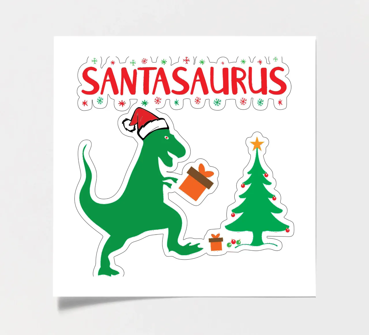 santasaurus funny design sticker sheet by vickeyroads
