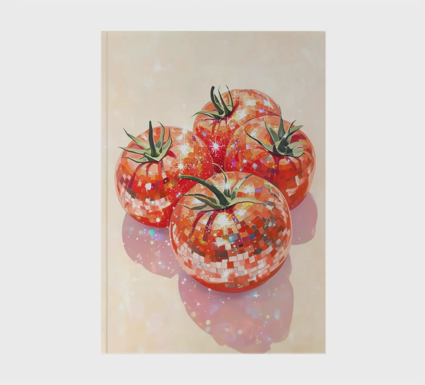 Glitzernde Disco-Ball-Tomaten Notizbuch von Melloi Art Print