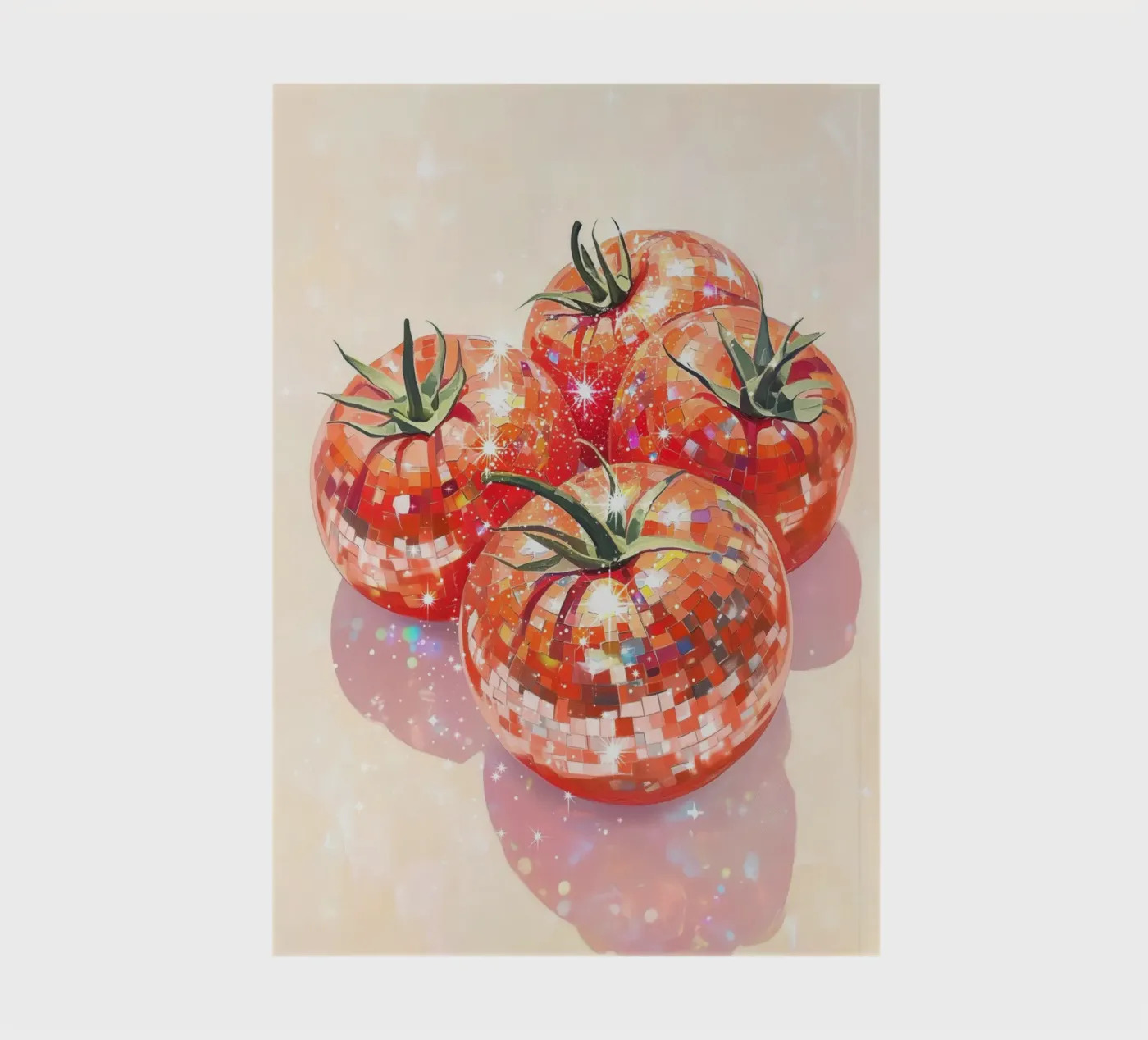 Glitzernde Disco-Ball-Tomaten Notizbuch von Melloi Art Print