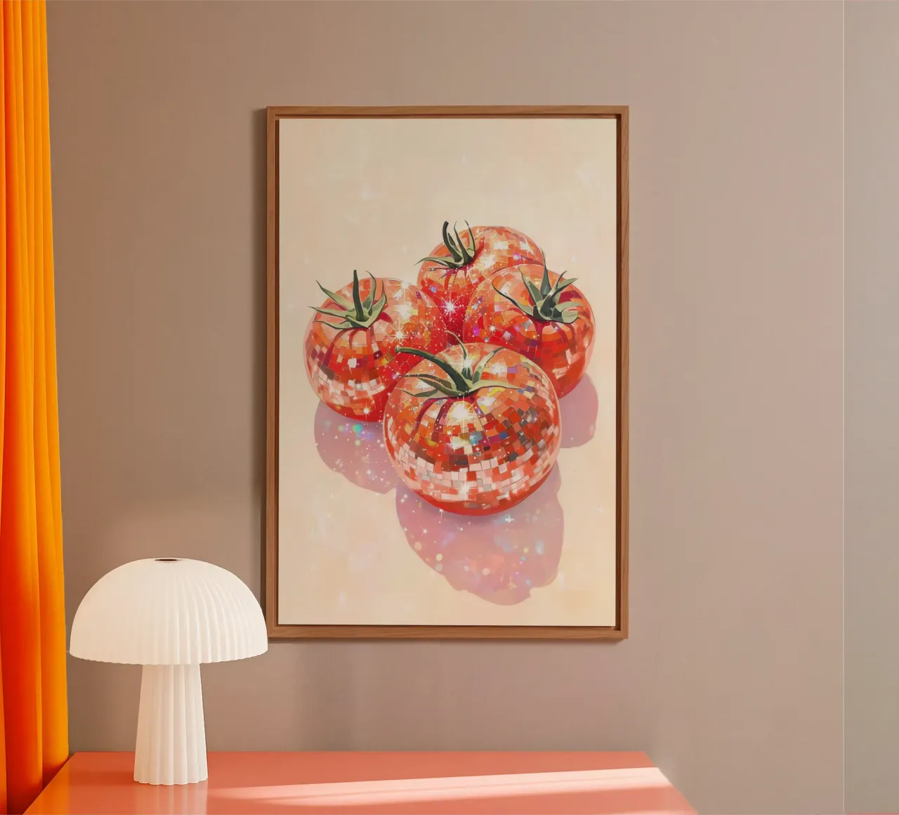 Pomodori frizzanti a palla da discoteca alluminio dibond da Melloi Art Print