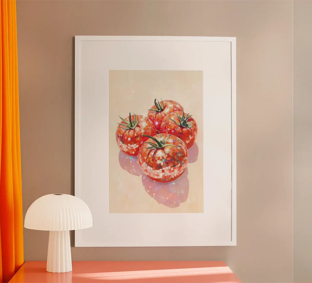 Pomodori frizzanti a palla da discoteca carta hahnemühle da Melloi Art Print