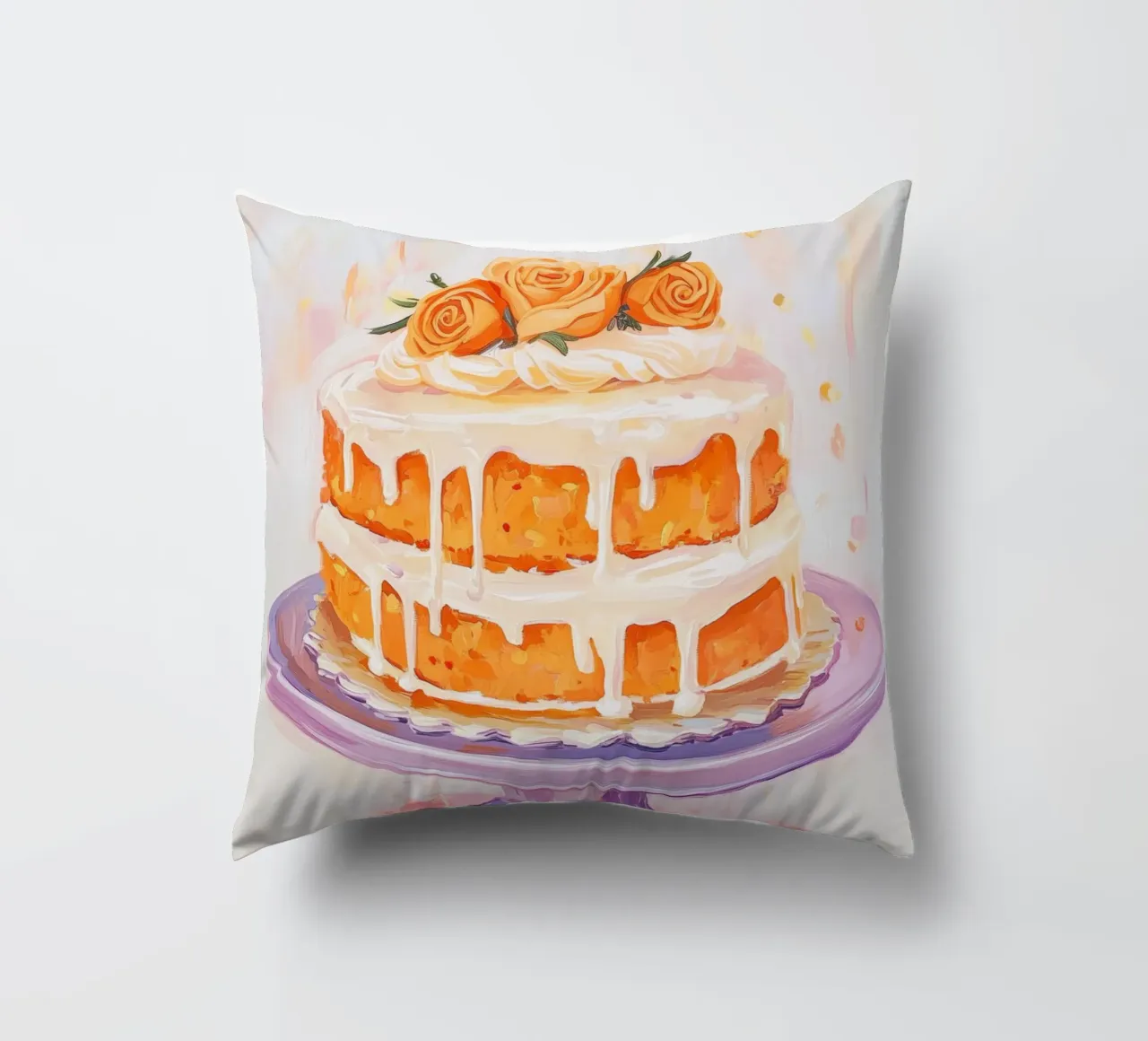 Torta di carote a due piani cuscino da Melloi Art Print
