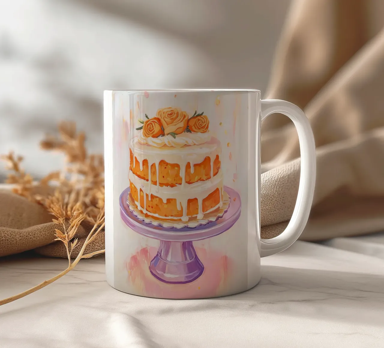 Torta di carote a due piani tazza in ceramica da Melloi Art Print