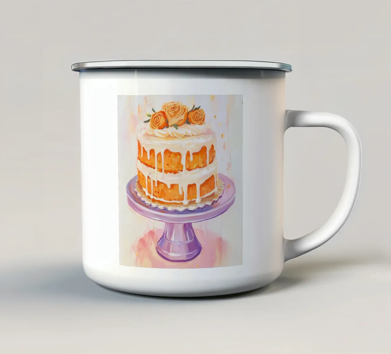 Torta di carote a due piani tazza in smalto da Melloi Art Print