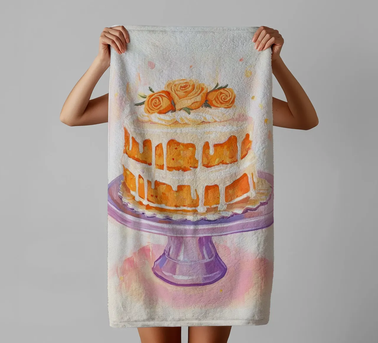 Torta di carote a due piani asciugamano da bagno da Melloi Art Print