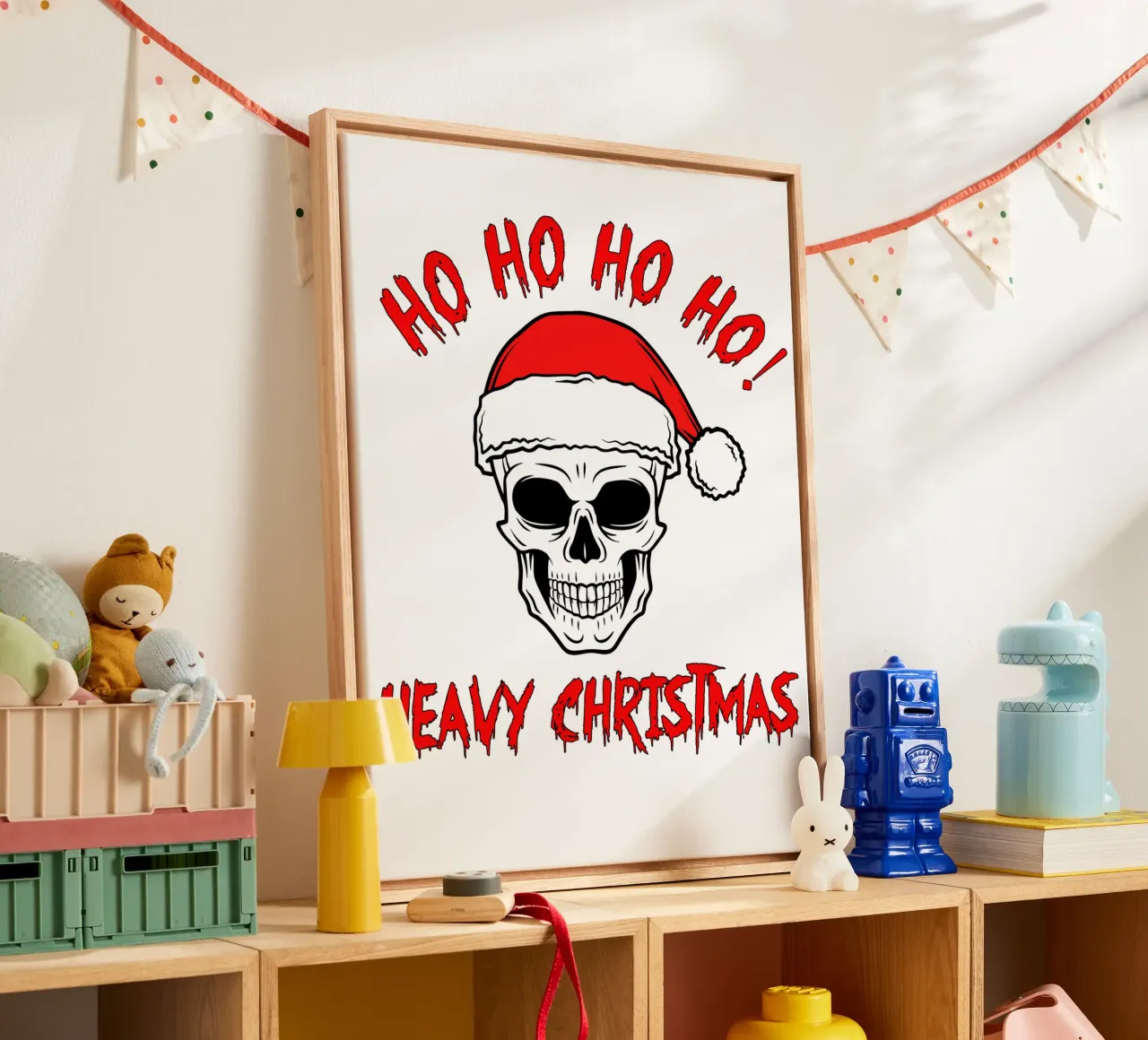 hohoho zware kerstman schedel canvas met Baklijst van vickeyroads