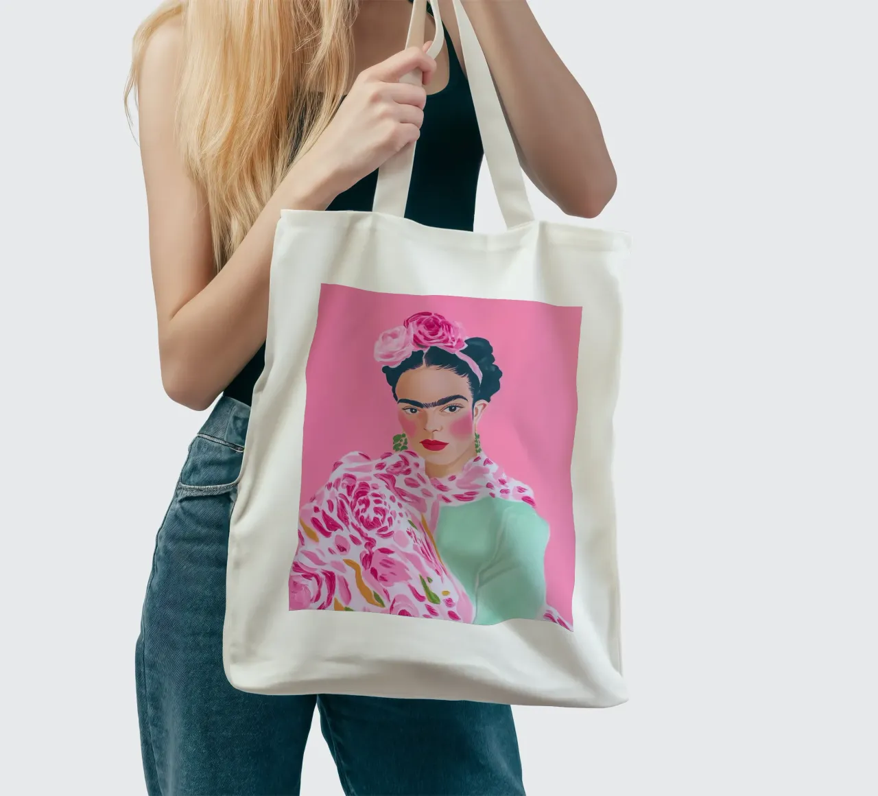Frida Elegant Flowers Beauty tote bag by Carinaprint