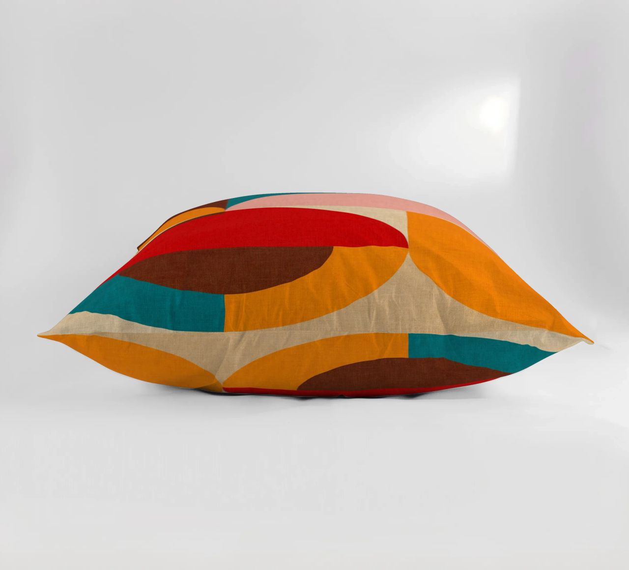Playful Mid Mod Geometry • Warm Textured Autumnal decorative cushion by Dominique Vari Abstract