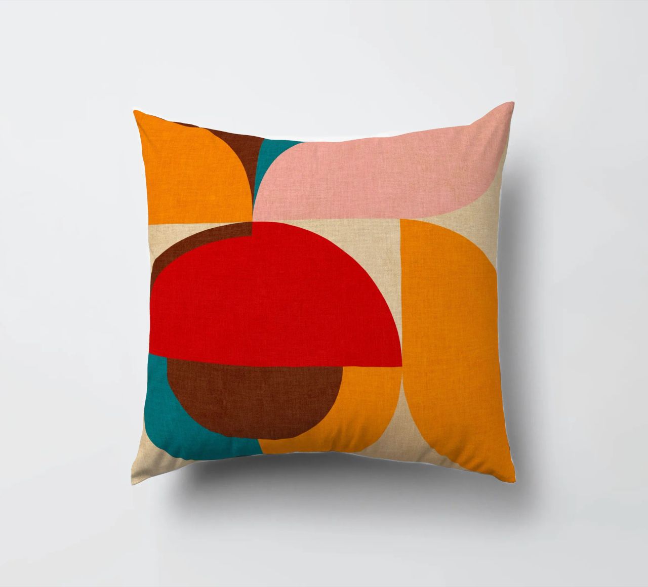 Playful Mid Mod Geometry • Warm Textured Autumnal decorative cushion by Dominique Vari Abstract
