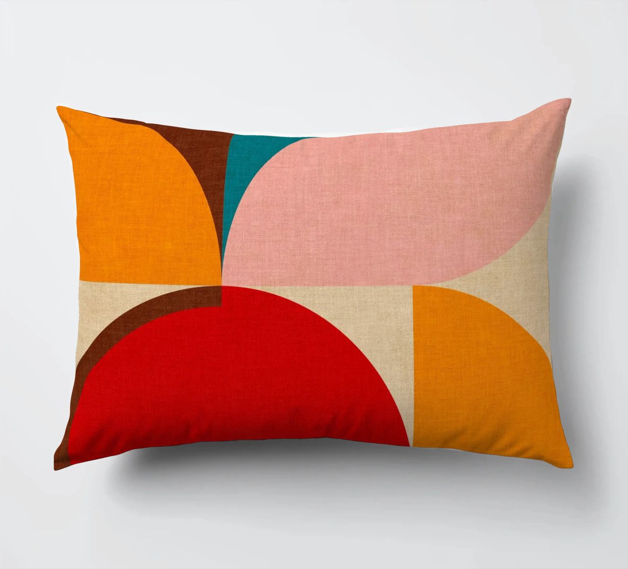Playful Mid Mod Geometry • Warm Textured Autumnal decorative cushion by Dominique Vari Abstract
