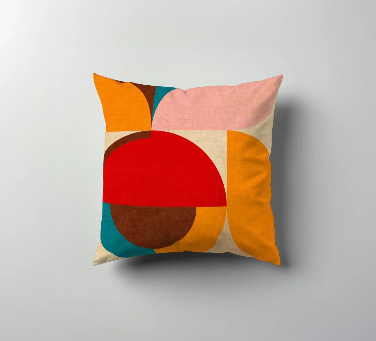 Playful Mid Mod Geometry • Warm Textured Autumnal decorative cushion by Dominique Vari Abstract