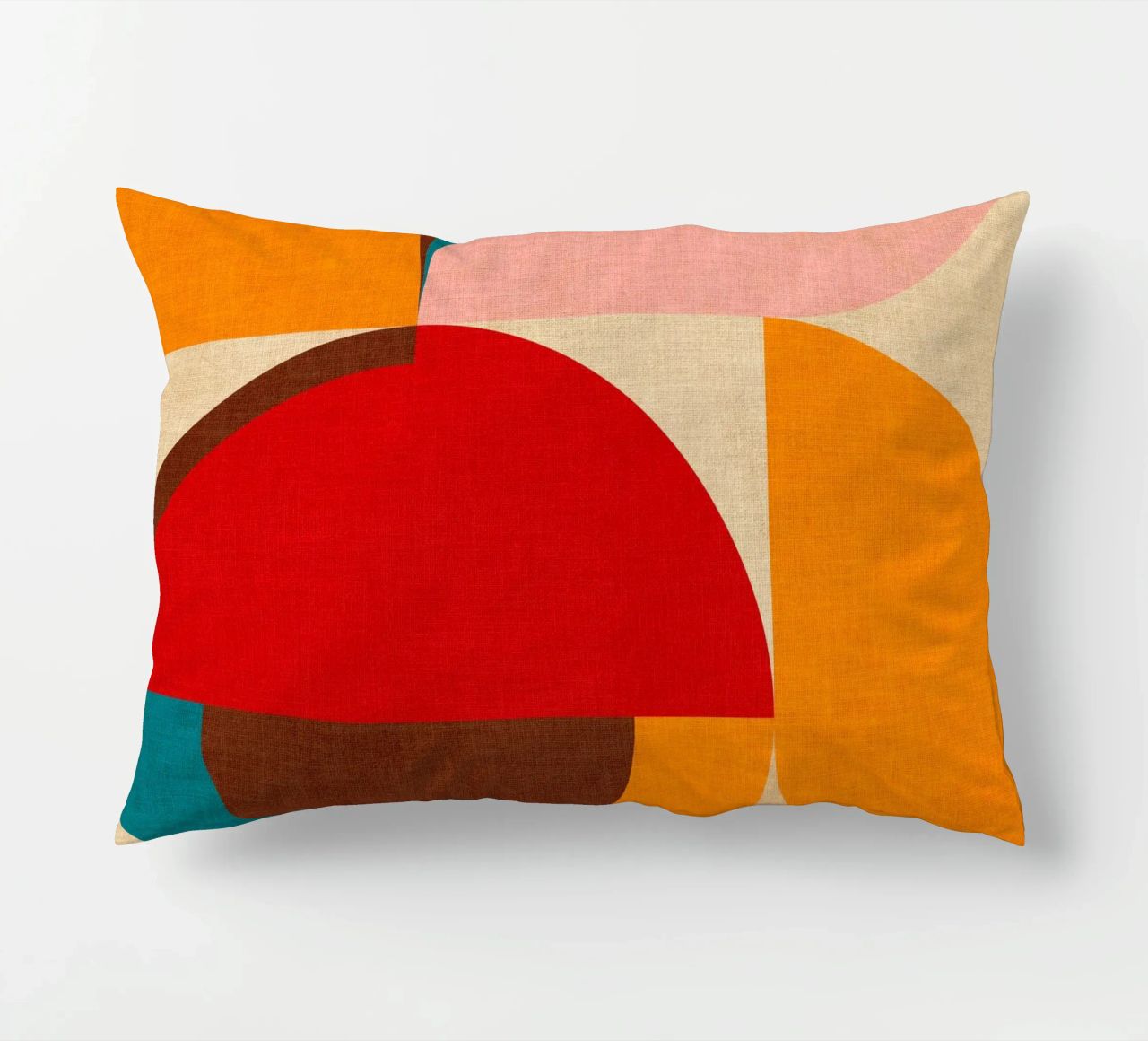Playful Mid Mod Geometry • Warm Textured Autumnal decorative cushion by Dominique Vari Abstract