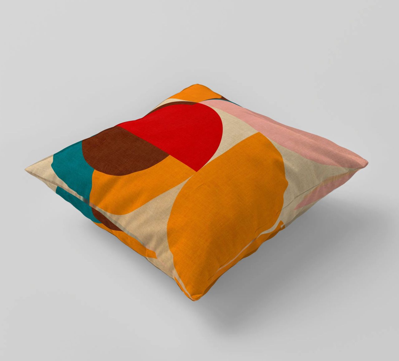 Playful Mid Mod Geometry • Warm Textured Autumnal decorative cushion by Dominique Vari Abstract