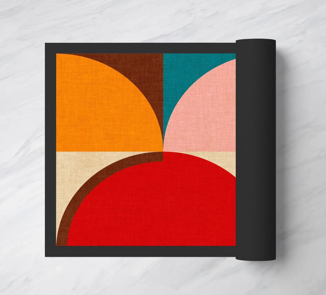 Playful Mid Mod Geometry • Warm Textured Autumnal doormat by Dominique Vari Abstract