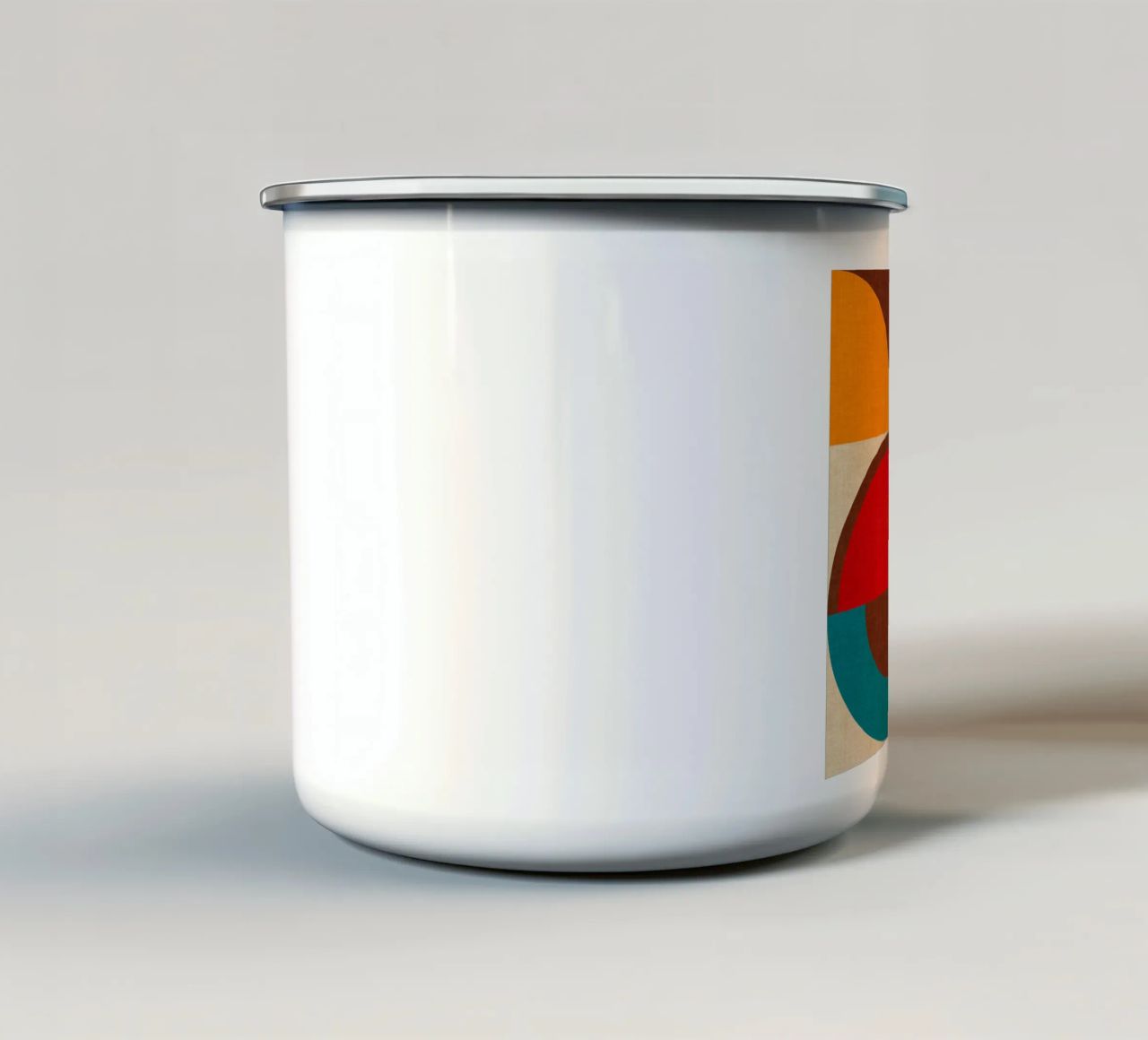 Playful Mid Mod Geometry • Warm Textured Autumnal enamel mug by Dominique Vari Abstract