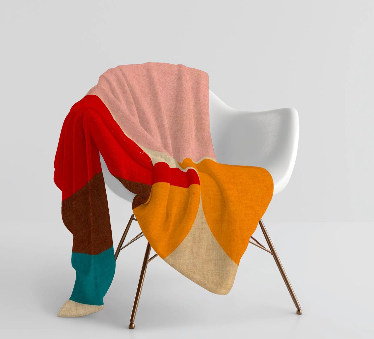 Playful Mid Mod Geometry • Warm Textured Autumnal fleece blanket by Dominique Vari Abstract