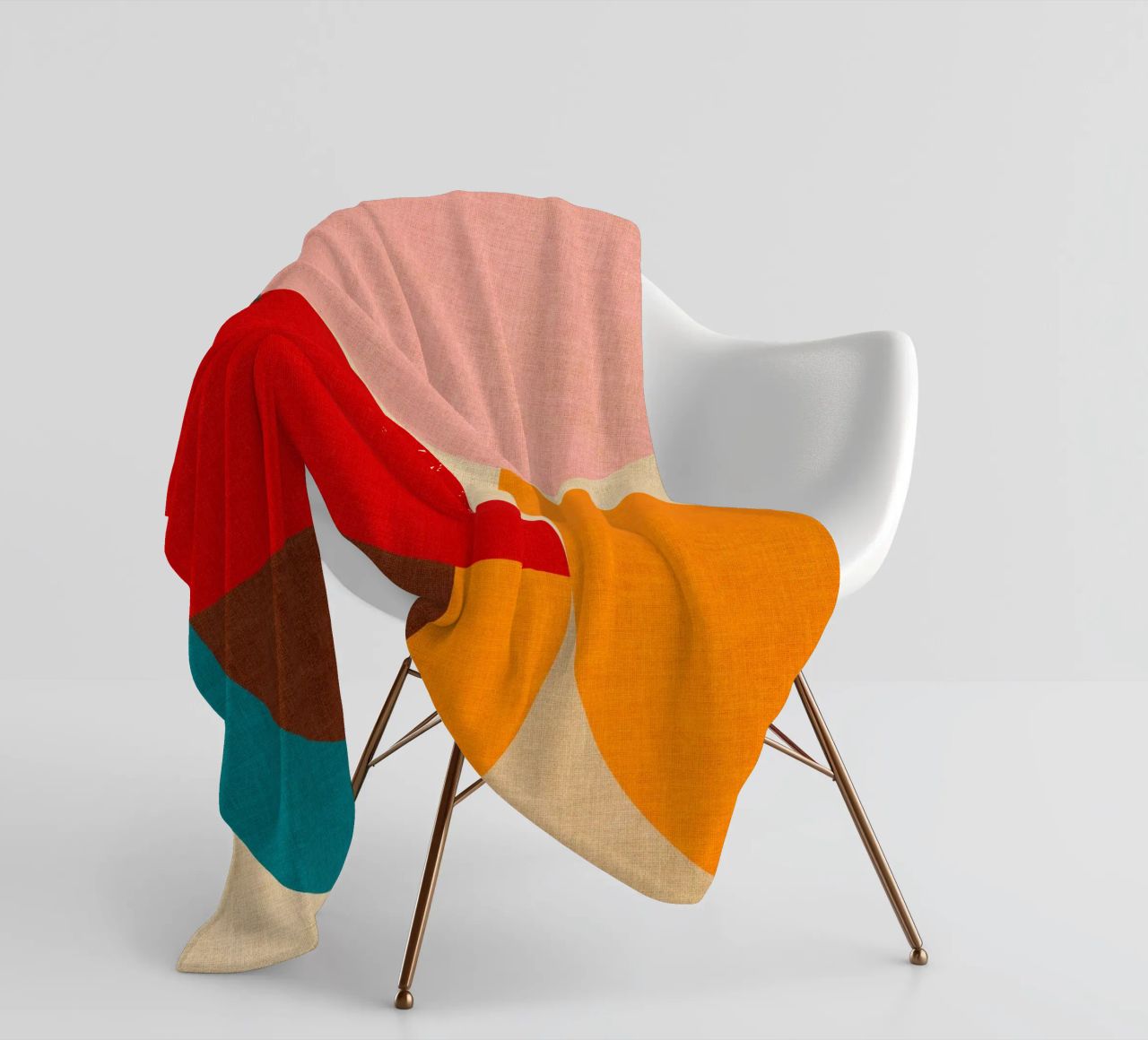Playful Mid Mod Geometry • Warm Textured Autumnal fleece blanket by Dominique Vari Abstract
