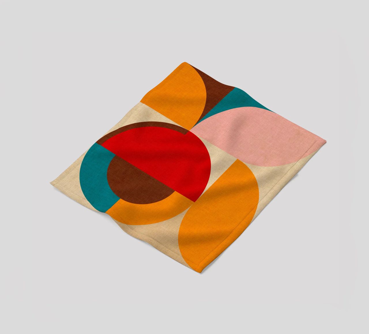 Playful Mid Mod Geometry • Warm Textured Autumnal fleece blanket by Dominique Vari Abstract