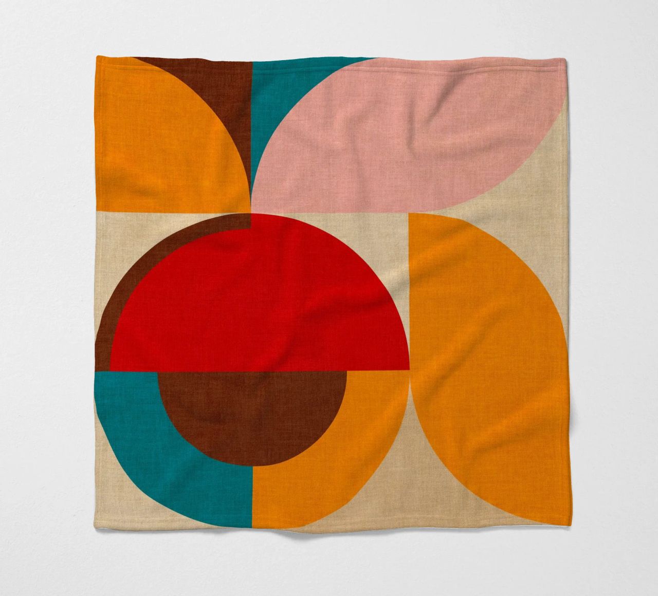 Playful Mid Mod Geometry • Warm Textured Autumnal fleece blanket by Dominique Vari Abstract