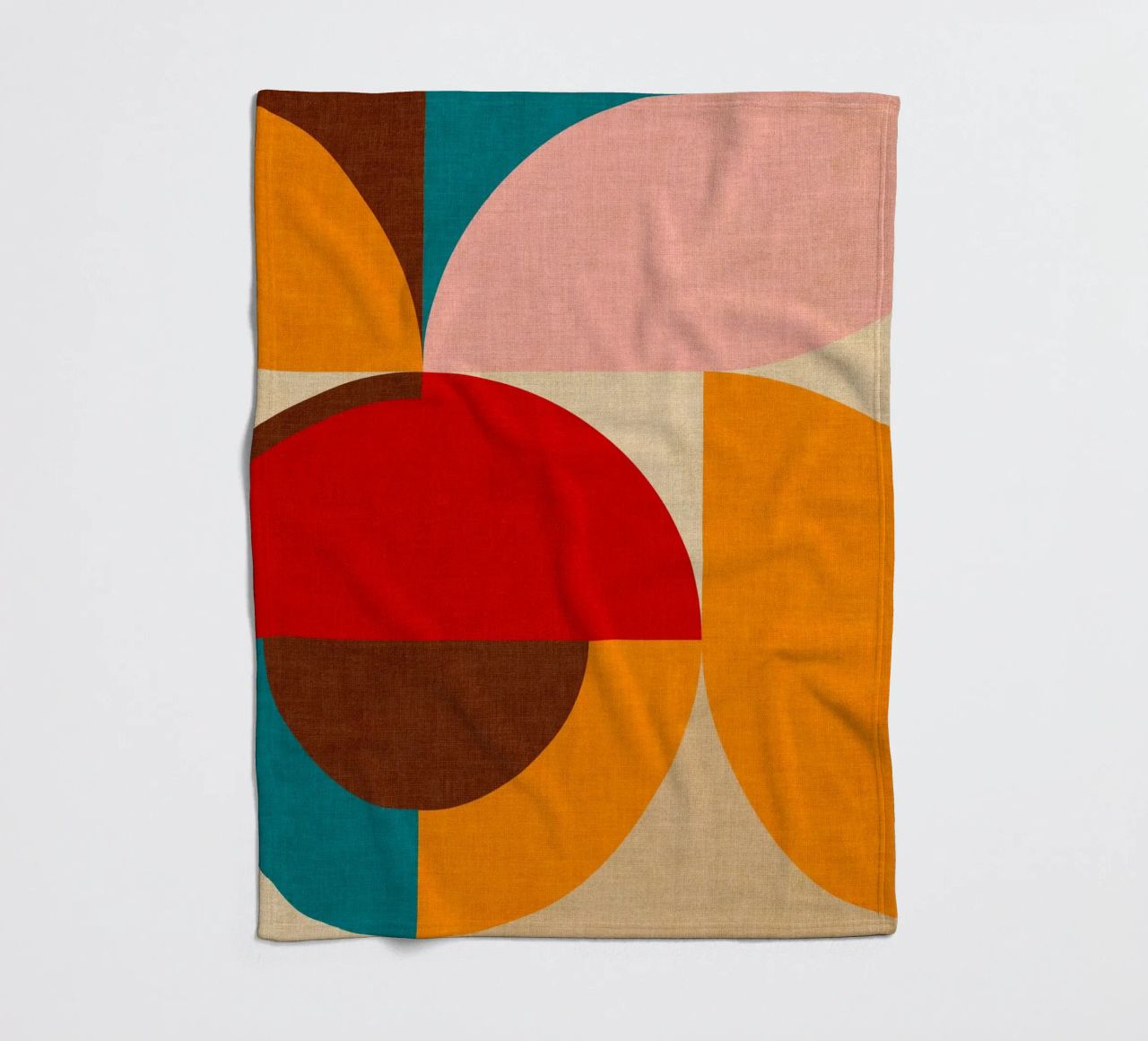 Playful Mid Mod Geometry • Warm Textured Autumnal fleece blanket by Dominique Vari Abstract