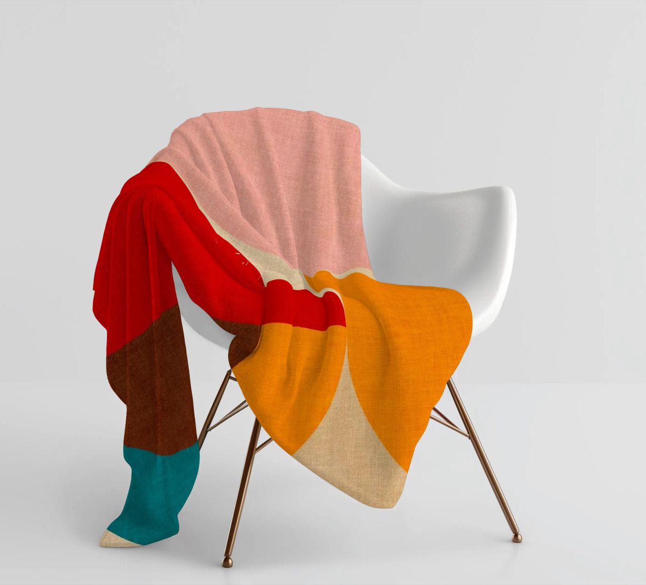 Playful Mid Mod Geometry • Warm Textured Autumnal fleece blanket by Dominique Vari Abstract