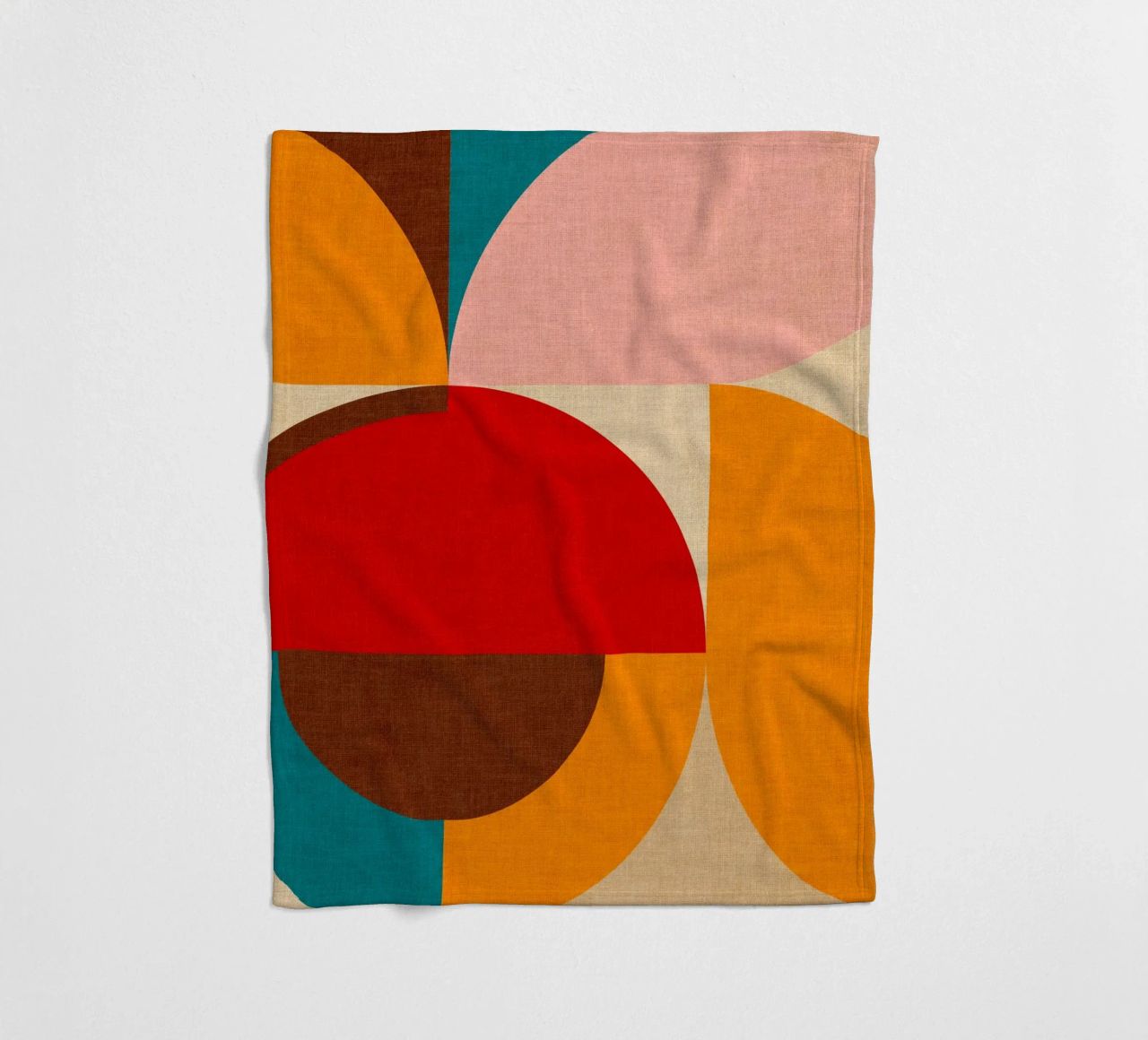 Playful Mid Mod Geometry • Warm Textured Autumnal fleece blanket by Dominique Vari Abstract