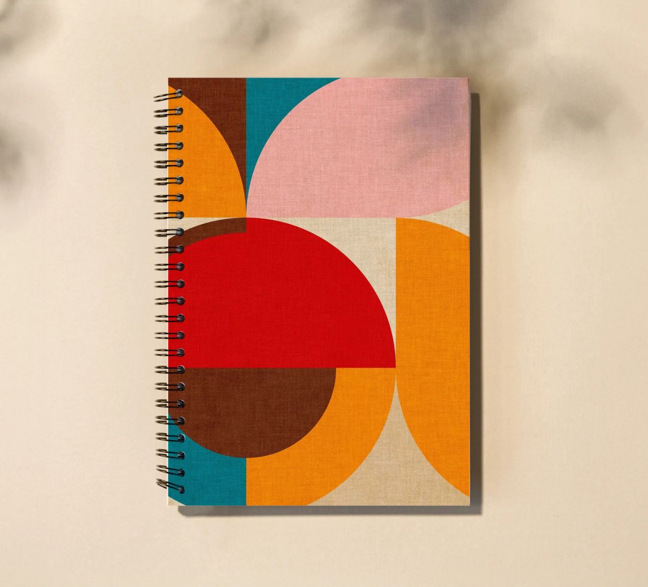 Playful Mid Mod Geometry • Warm Textured Autumnal spiral notebook by Dominique Vari Abstract