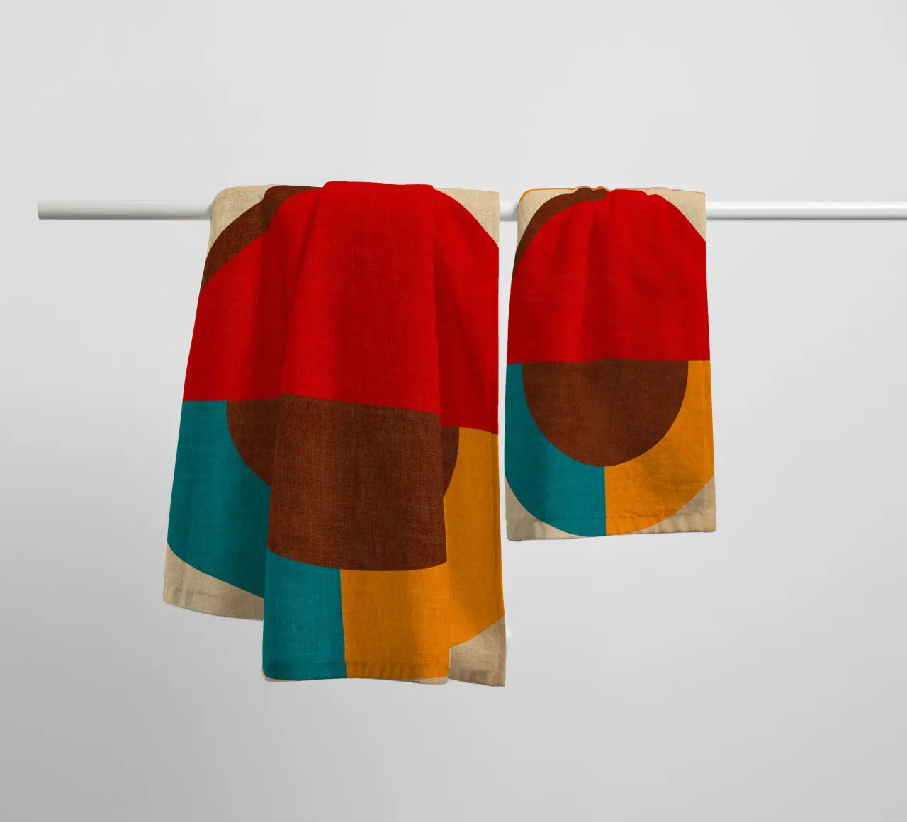 Verspielte Mid Mod Geometry - Warm texturiert Herbstfarben Handtuch von Dominique Vari Abstract
