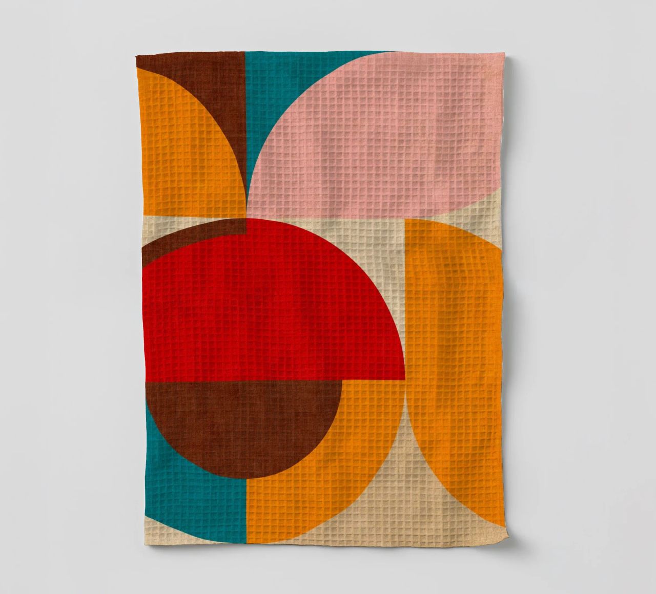 Playful Mid Mod Geometry • Warm Textured Autumnal tea towel by Dominique Vari Abstract
