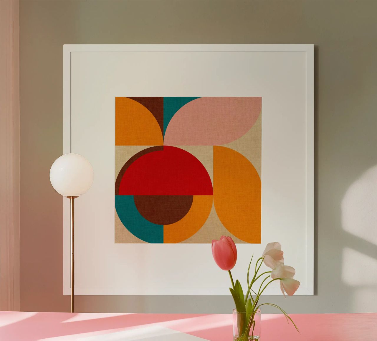 Playful Mid Mod Geometry • Warm Textured Autumnal hahnemühle by Dominique Vari Abstract
